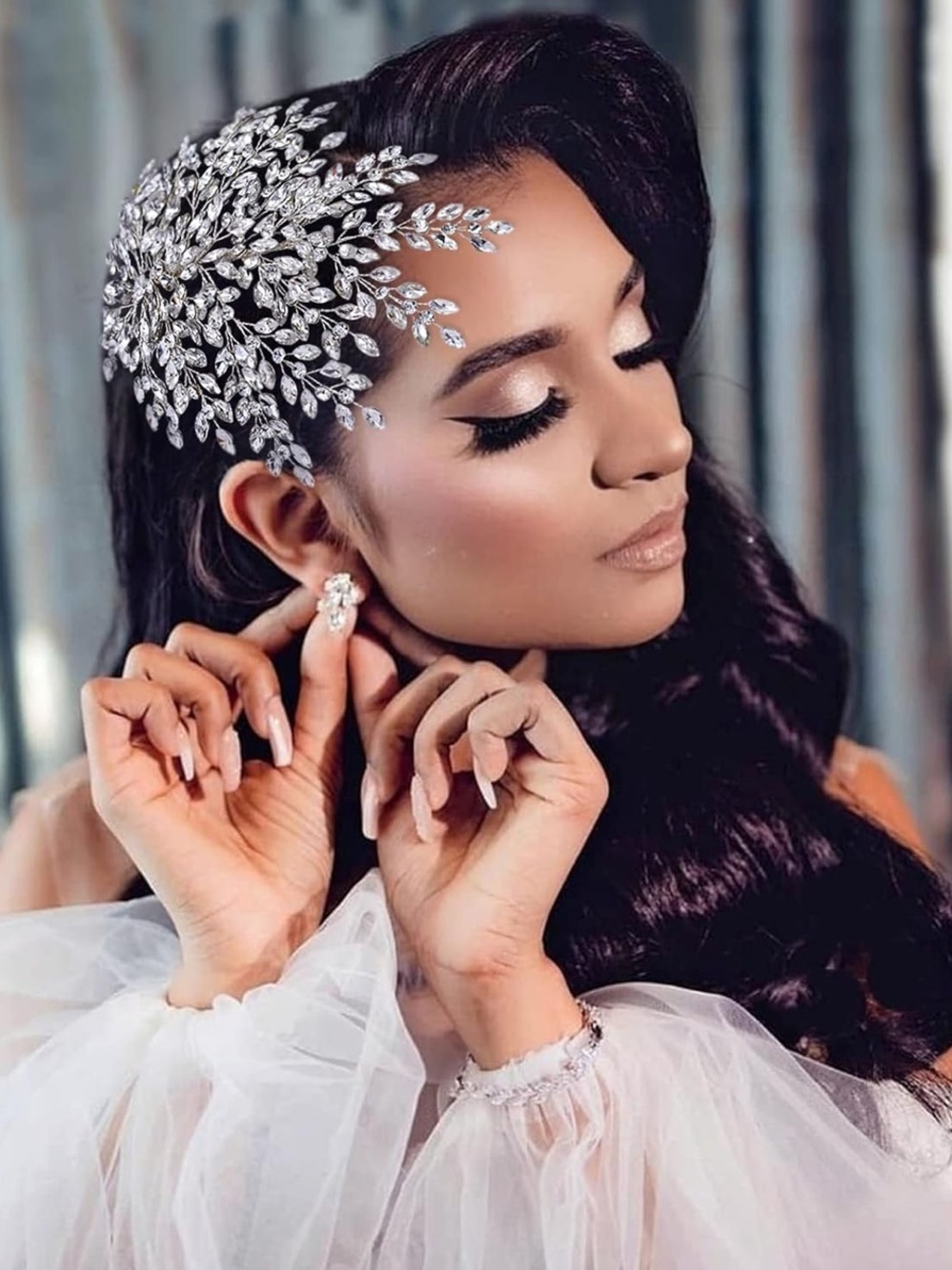 Bridal Rhinestone Headpiece for Wedding，Leaf Crystal Hair Pieces Bride S…